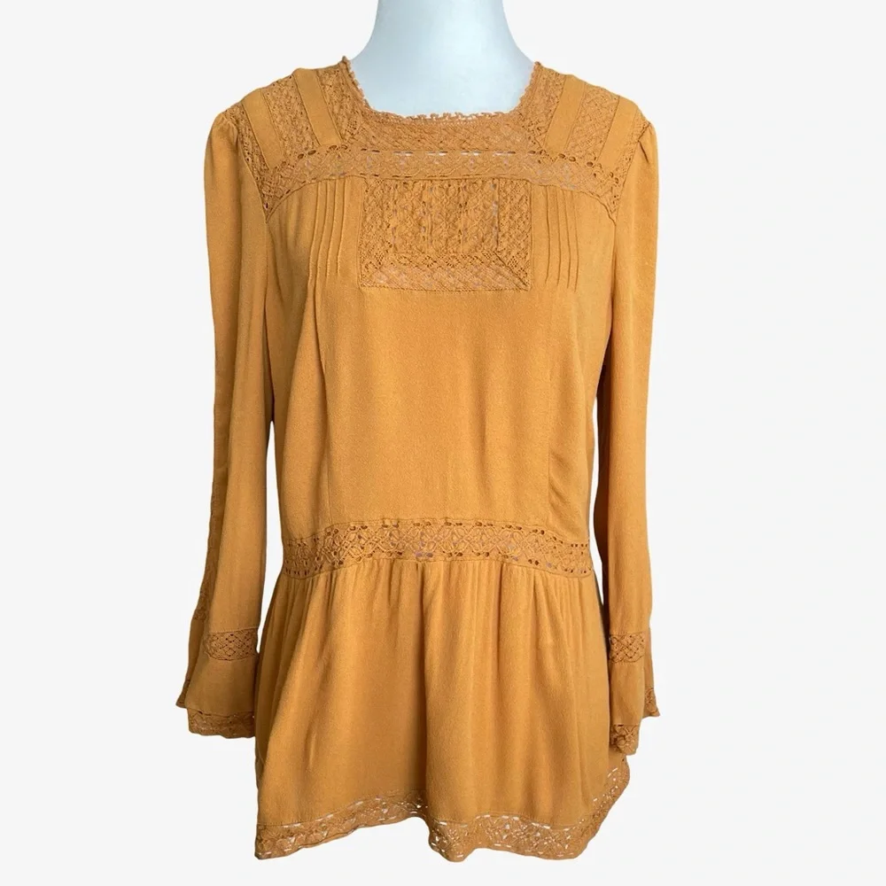 J. Crew Point Sur Lacey Top Marled Mushroom Gold Yellow 8 EUC - Picture 6 of 16
